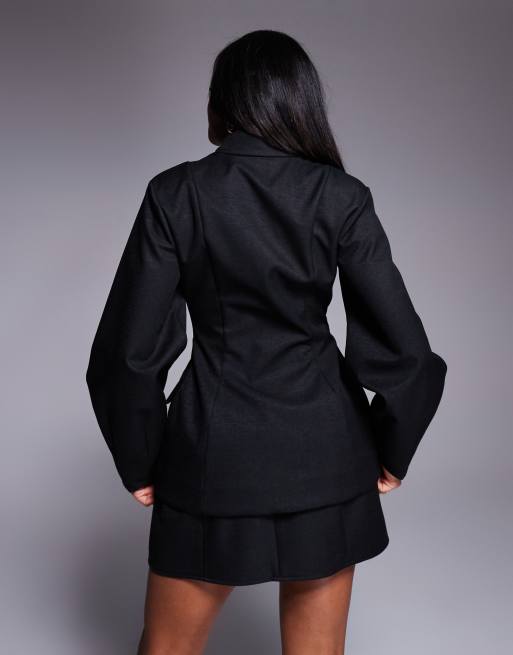 ASOS LUXE - Blazer stretto in vita nero, 4 di 4