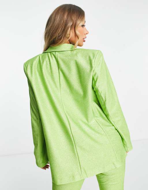 ASOS LUXE - Blazer verde glitterato in coordinato, 2 di 4