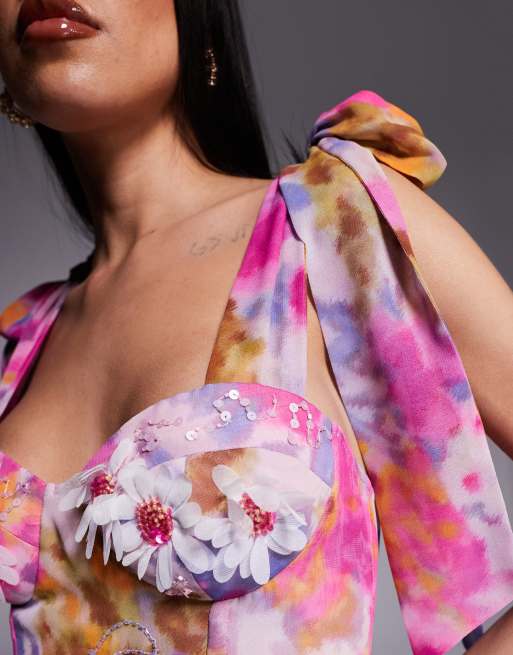 ASOS LUXE – Blommig maxiklänning med utsmyckning, 2 av 4