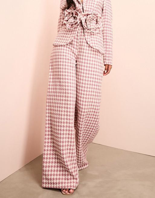 ASOS LUXE tailored wide leg pants and vest set in pink
