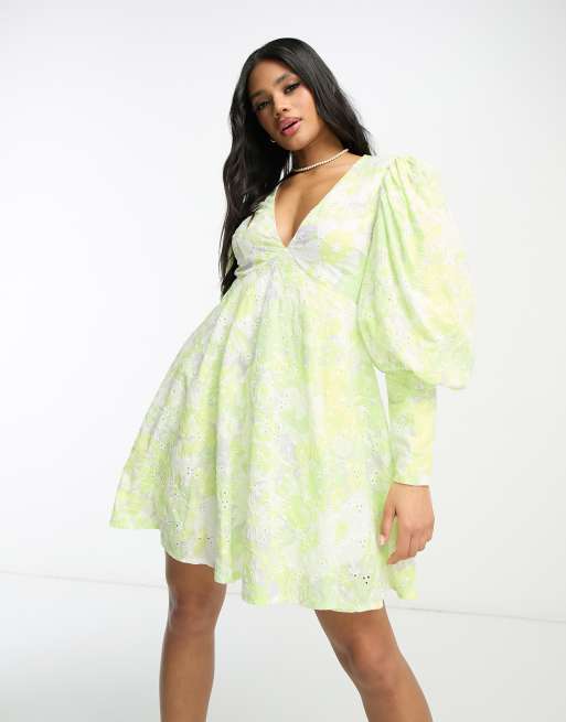 White and lime outlet green dress