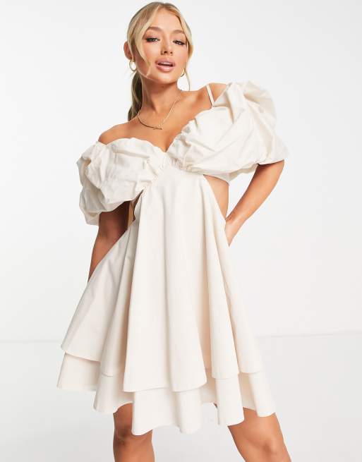 White bubble hotsell dress with sleeves