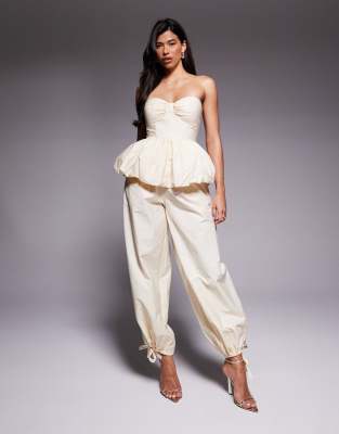 Asos Luxe Bubble Hem Pants In White