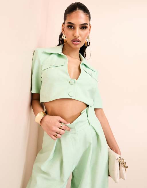ASOS Luxe - Camicia sartoriale corta verde