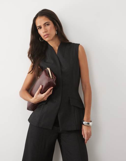ASOS LUXE tailored waistcoat and trouser co-ord in black, 3 de 3