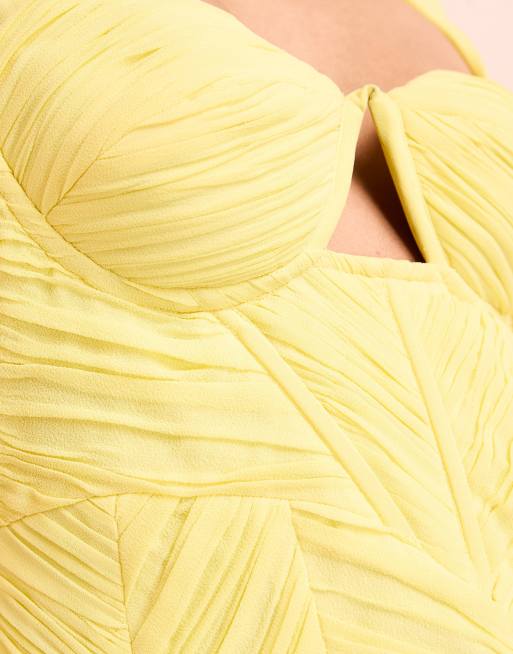 asos yellow cut out dress ASOS Design - Cut Out Detail Midaxi Dress - Women - Cotton/Spandex - 14 US