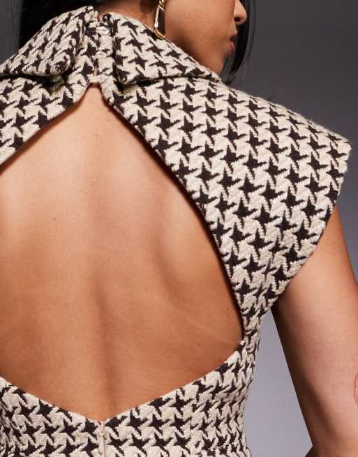 ASOS LUXE - Chokoladebrun habitvest med struktur og pepitatern - Del af sæt, 2 af 4
