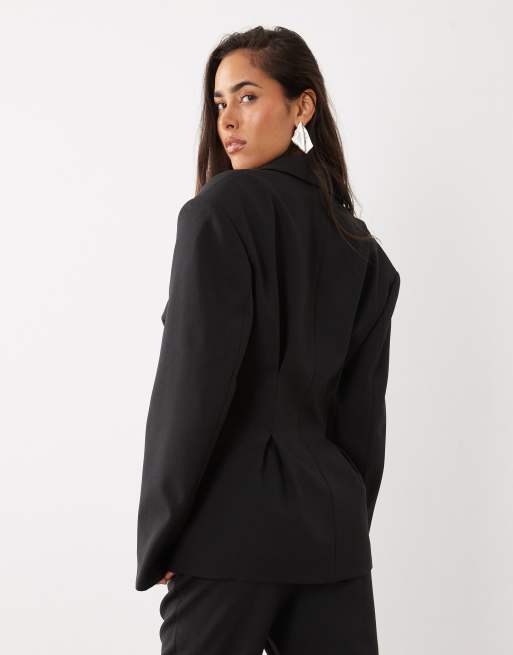 ASOS LUXE cinched blazer in black (part of a set), 4 of 4