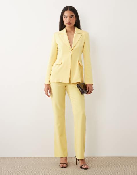 ASOS LUXE – Citrongula, figursydda kostymbyxor, del av kostym - view 1