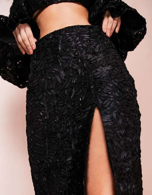 ASOS LUXE co ord 3D lace sexy pencil skirt in black ASOS