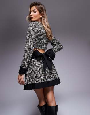 ASOS LUXE ASOS LUXE co-ord boucle pleated mini skirt in black & gold