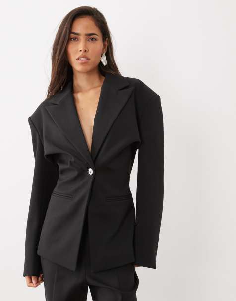ASOS LUXE co-ord cinched blazer in black - view 1