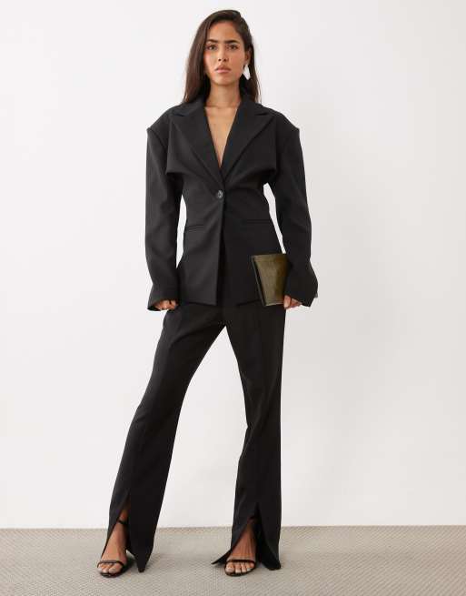 ASOS LUXE co-ord cinched blazer in black, 2 of 4