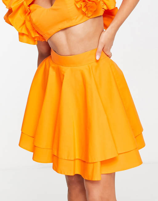 ASOS LUXE two-piece cotton set with embellishment in orange