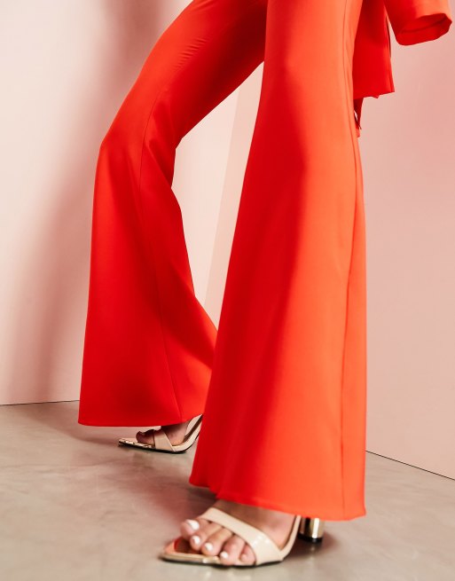 ASOS LUXE co-ord flared suit trousers in red