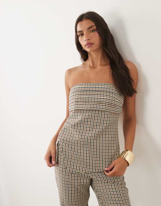 ASOS LUXE - Geruite co-ord set met elegante peplum top en broek, 2 van 3