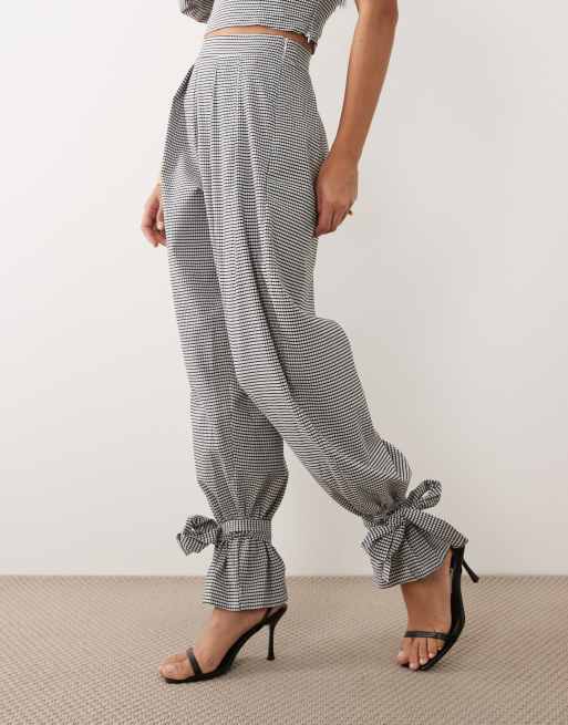 ASOS LUXE co-ord gingham balloon trouser with tie cuff, 3 of 5