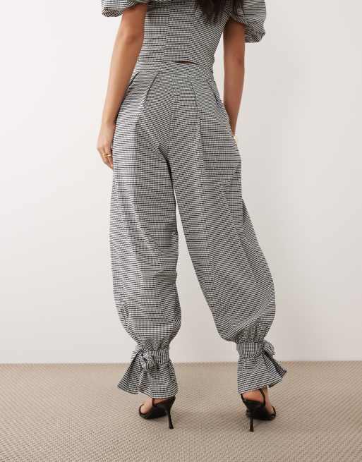 ASOS LUXE co-ord gingham balloon trouser with tie cuff, 4 of 5