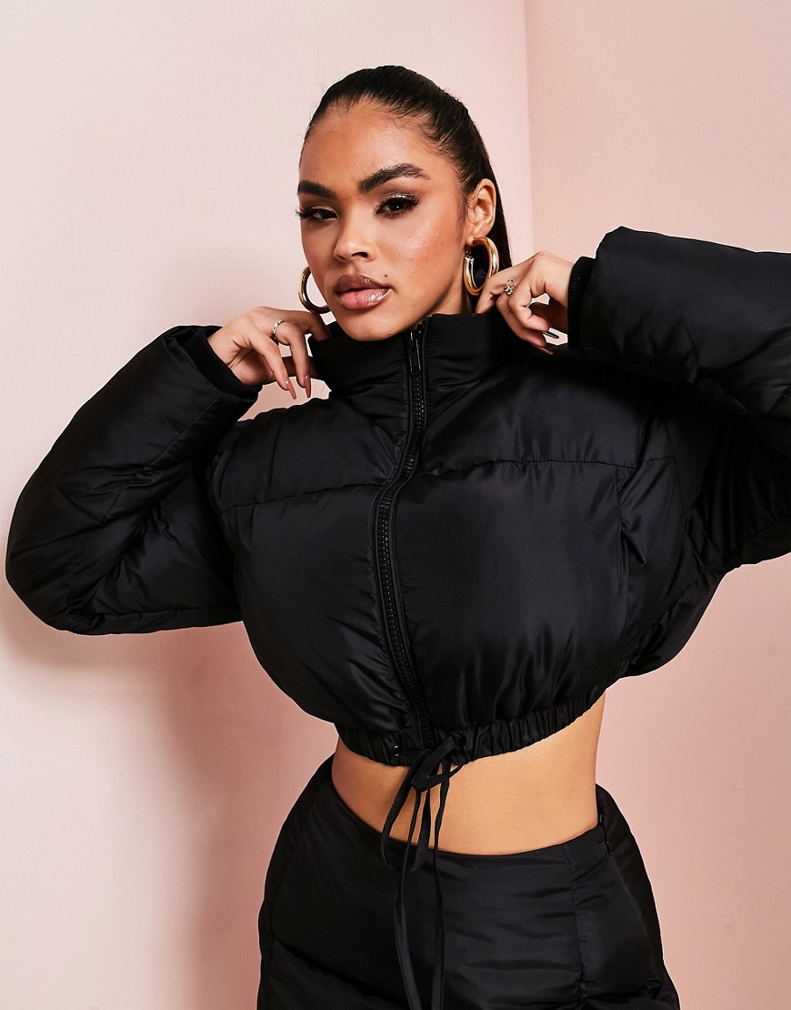 ASOS LUXE co-ord puffer jacket in black
