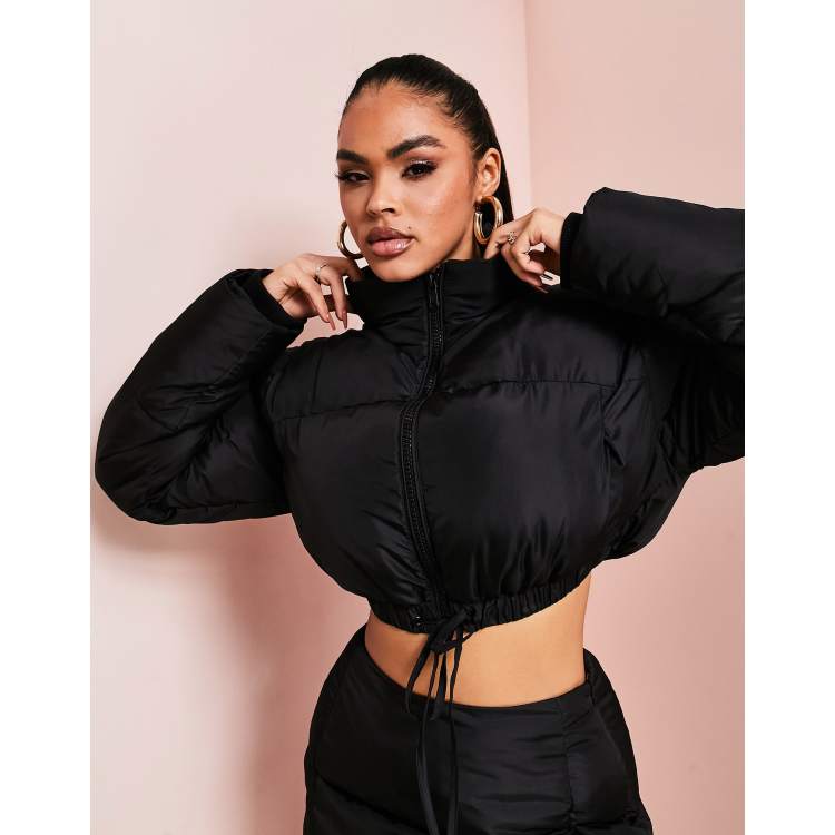 ASOS LUXE co-ord puffer jacket in black