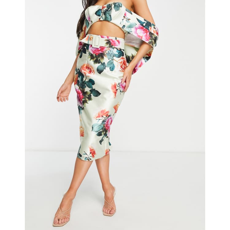 Long floral 2025 pencil skirt