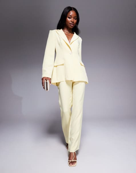 ASOS LUXE co-ord single breasted tailored suit blazer and trousers in buttermilk - view 1
