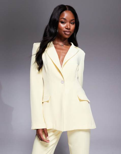 ASOS LUXE co-ord single breasted tailored suit blazer in buttermilk - view 1