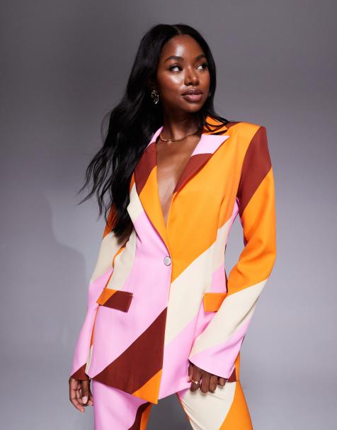 ASOS LUXE co-ord single breasted tailored suit blazer in striped print - view 1