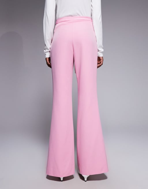 ASOS LUXE co-ord straight trouser in pink, 3 of 5