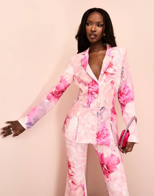 ASOS LUXE co-ord suit blazer in pink floral print