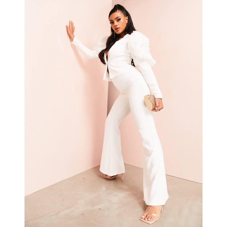 Flare white hot sale trousers