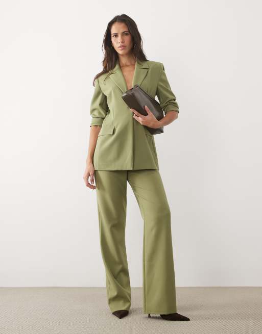 ASOS LUXE tailored blazer and suit pants set in khaki, 3 of 3