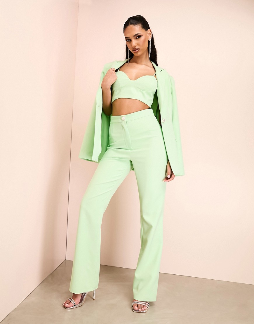ASOS LUXE co-ord tailored suit trousers in green