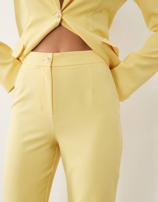ASOS LUXE co-ord tailored suit trousers in lemon yellow, 5 of 5