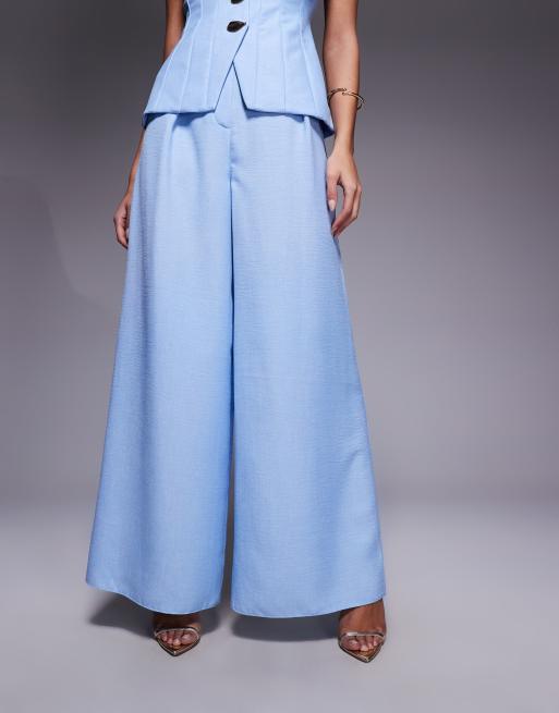 ASOS LUXE co-ord trouser with linen in blue, 2 of 5