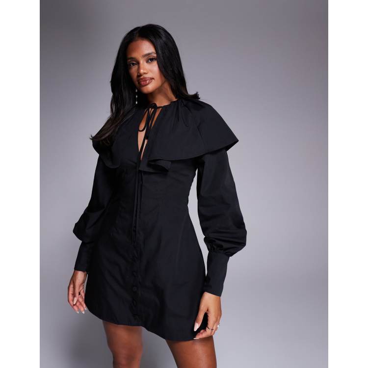 ASOS LUXE collared mini dress in black