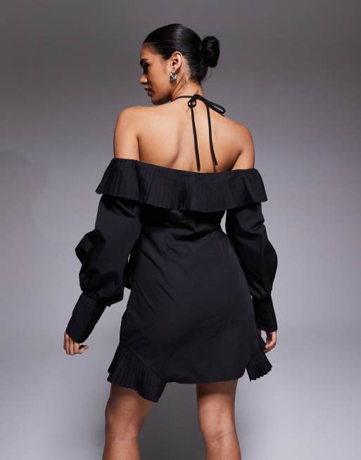 ASOS LUXE collared mini dress in black | ASOS