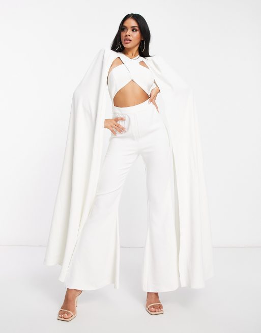 ASOS LUXE - Combinaison ample drapée coupe ajustée - Ivoire