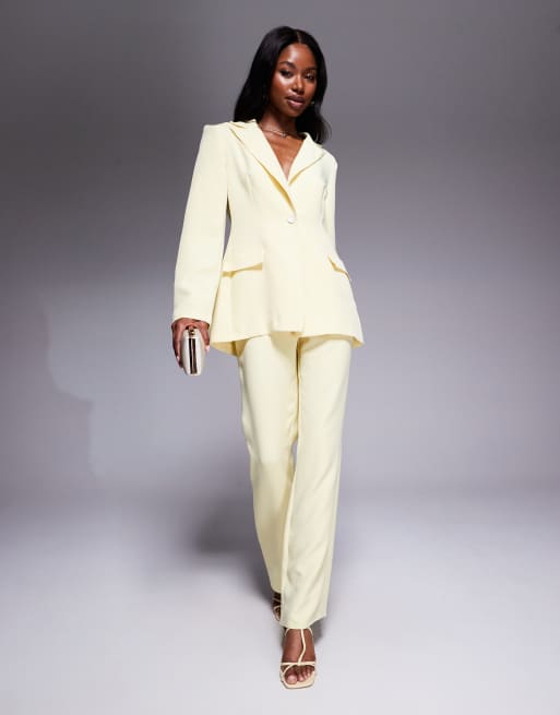 ASOS LUXE - Coordinato sartoriale con blazer da abito monopetto e pantaloni color latticello