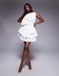 [ASOS LUXE] ASOS LUXE cotton poplin pleated mini dress in white 8 WHITE
