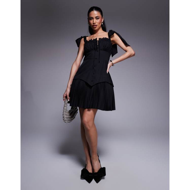 Luna pleats mini dress andmary black 正規品 ANDMARY】Luna pleats mini dress