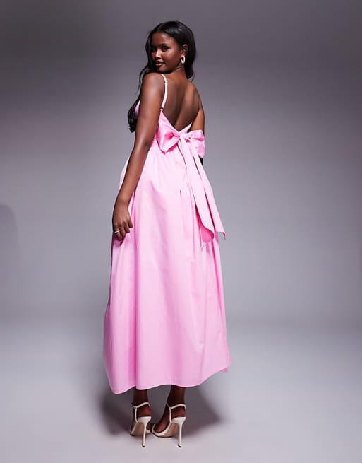 bow dresses pink Satin V-Back Knee Length Big Elegant Flower Girl Wedding Princess Infant Toddler Junior Dress Get ready for your next event with this strapless bow dress ASOS LUXE - Maxi Dress