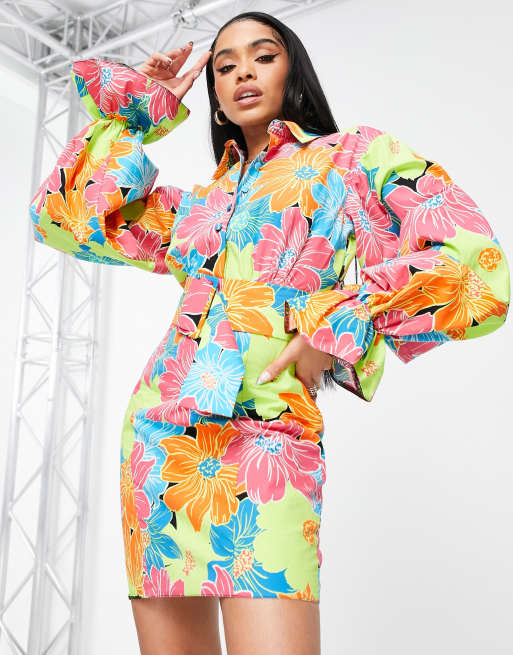 Asos tropical print dress sale