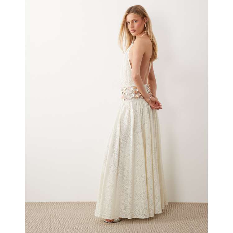 asos white dress EDITION embellished shard sequin mini with oversized sleeves in slim fit ASOS LUXE - Crochet Maxi