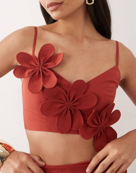 ASOS LUXE - Crop top d'ensemble à fleurs - Rouille - view 1