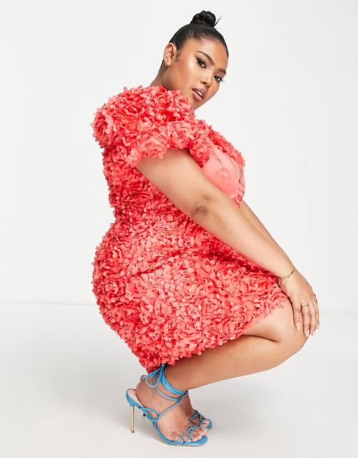 Plus size 2024 red floral dress