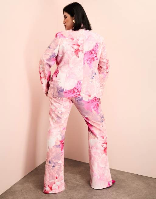 ASOS LUXE Curve – Anzughose mit rosa Blumenmuster, Kombiteil, 5 von 5