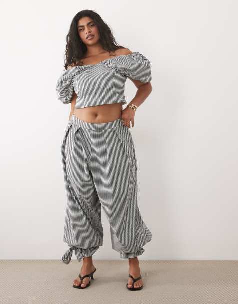 ASOS LUXE Curve – Ballonhose mit Vichy-Karomuster und gebundenen Bündchen, Kombiteil - view 1