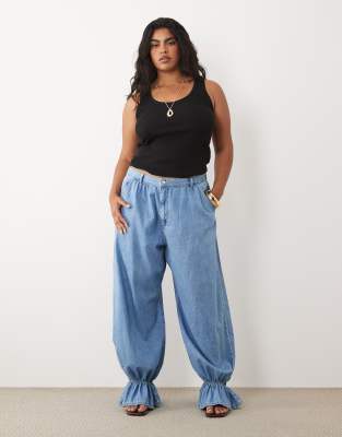 Asos Luxe Curve Balloon Jean In Blue
