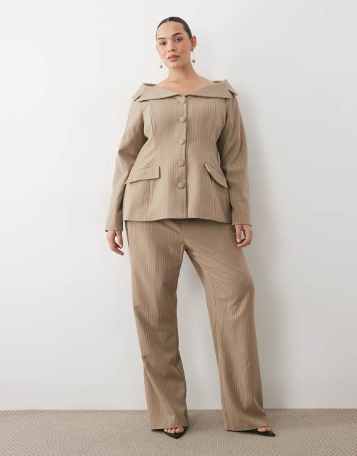 ASOS LUXE Curve blazer à rayures fines boutonné, 2 de 4